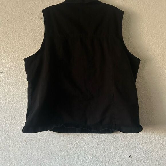 Vintage Embroidered 1X Women’s Black Cotton Button Up Vest Western Bow - Picture 2 of 10